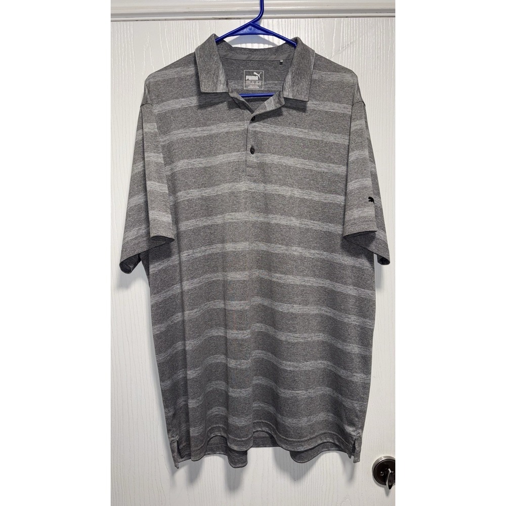 PUMA Men's DryCell Golf Striped Polo XXLarge Gray